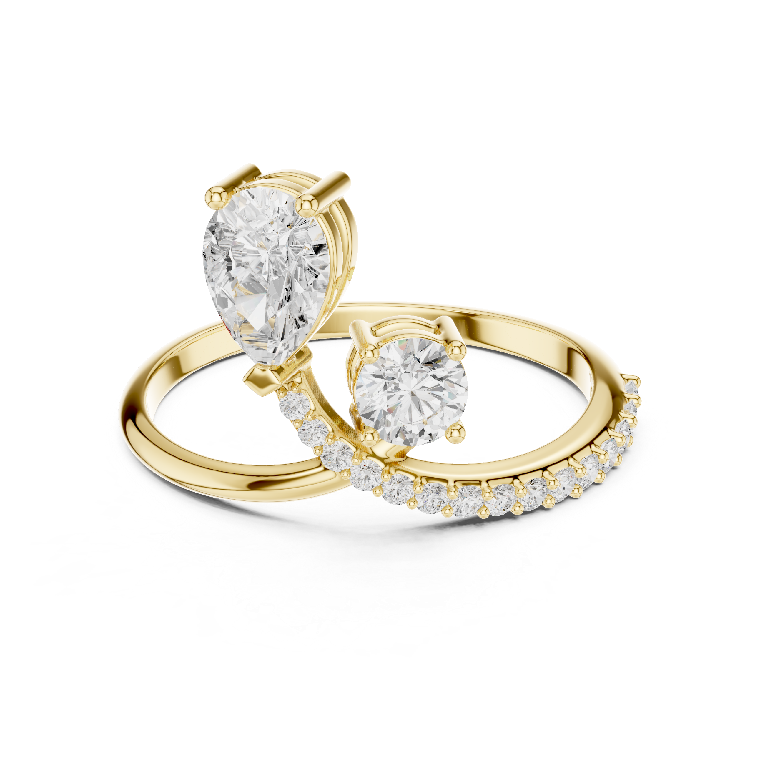 Pear & Round Cut Bypass Double Ring