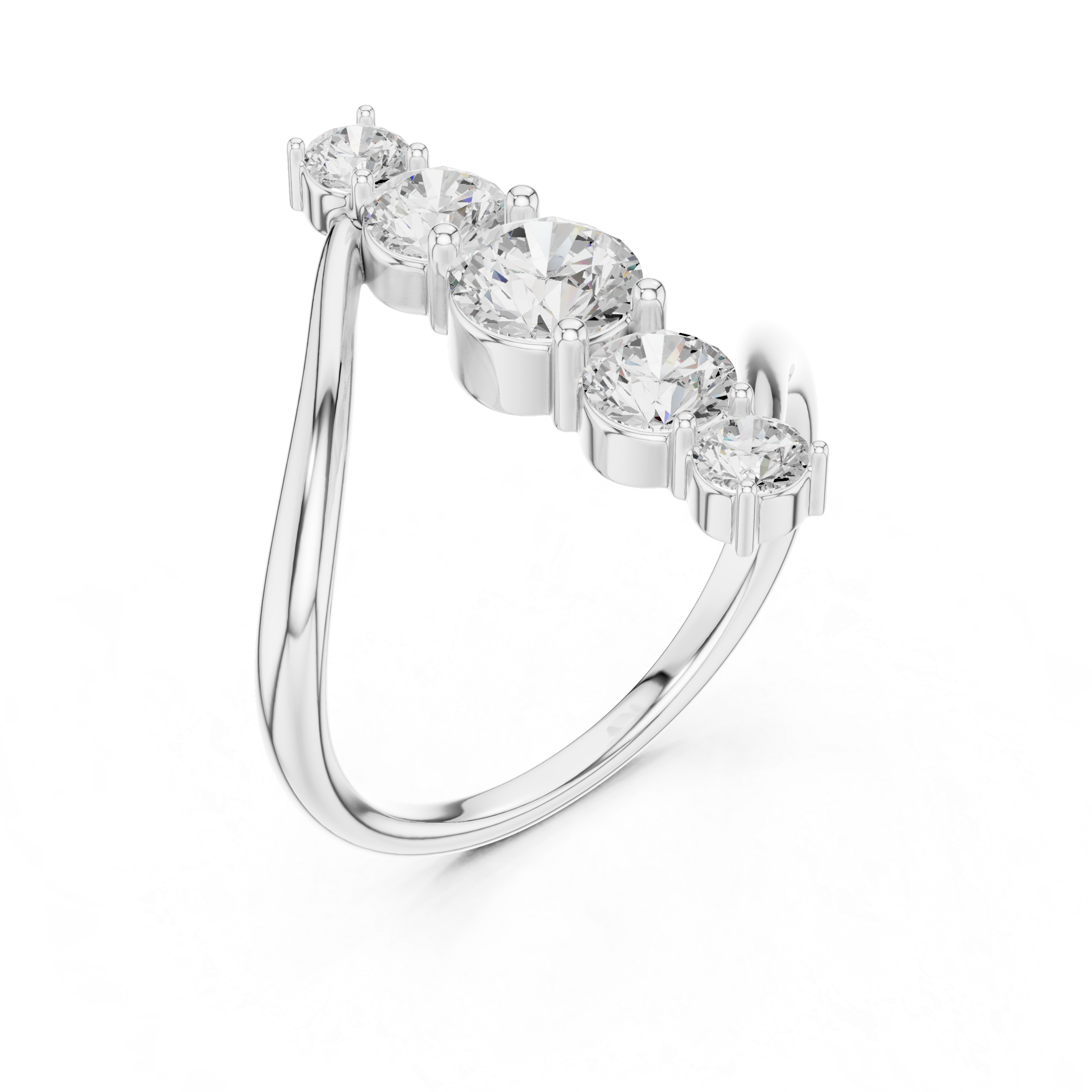 Vertical Graduated 5-Stone Bypass Ring