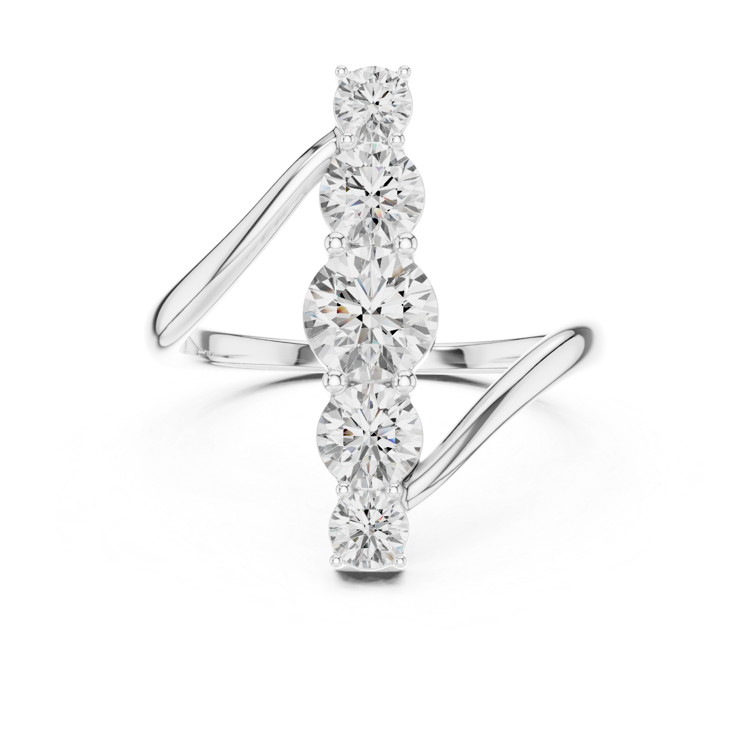 Vertical Graduated 5-Stone Bypass Ring