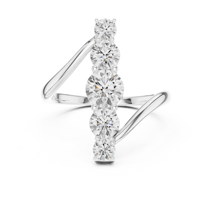 Vertical Graduated 5-Stone Bypass Ring