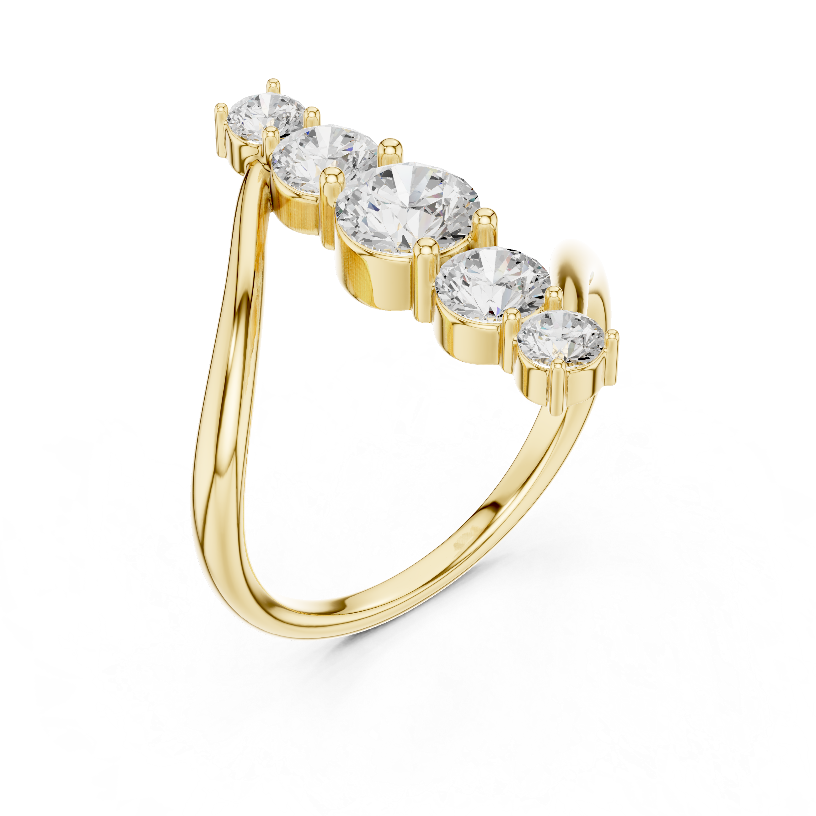 Vertical Graduated 5-Stone Bypass Ring