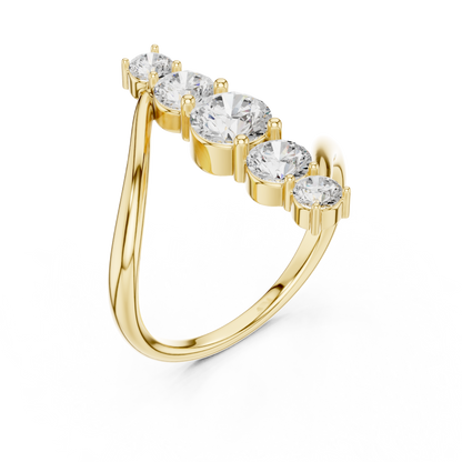 Vertical Graduated 5-Stone Bypass Ring