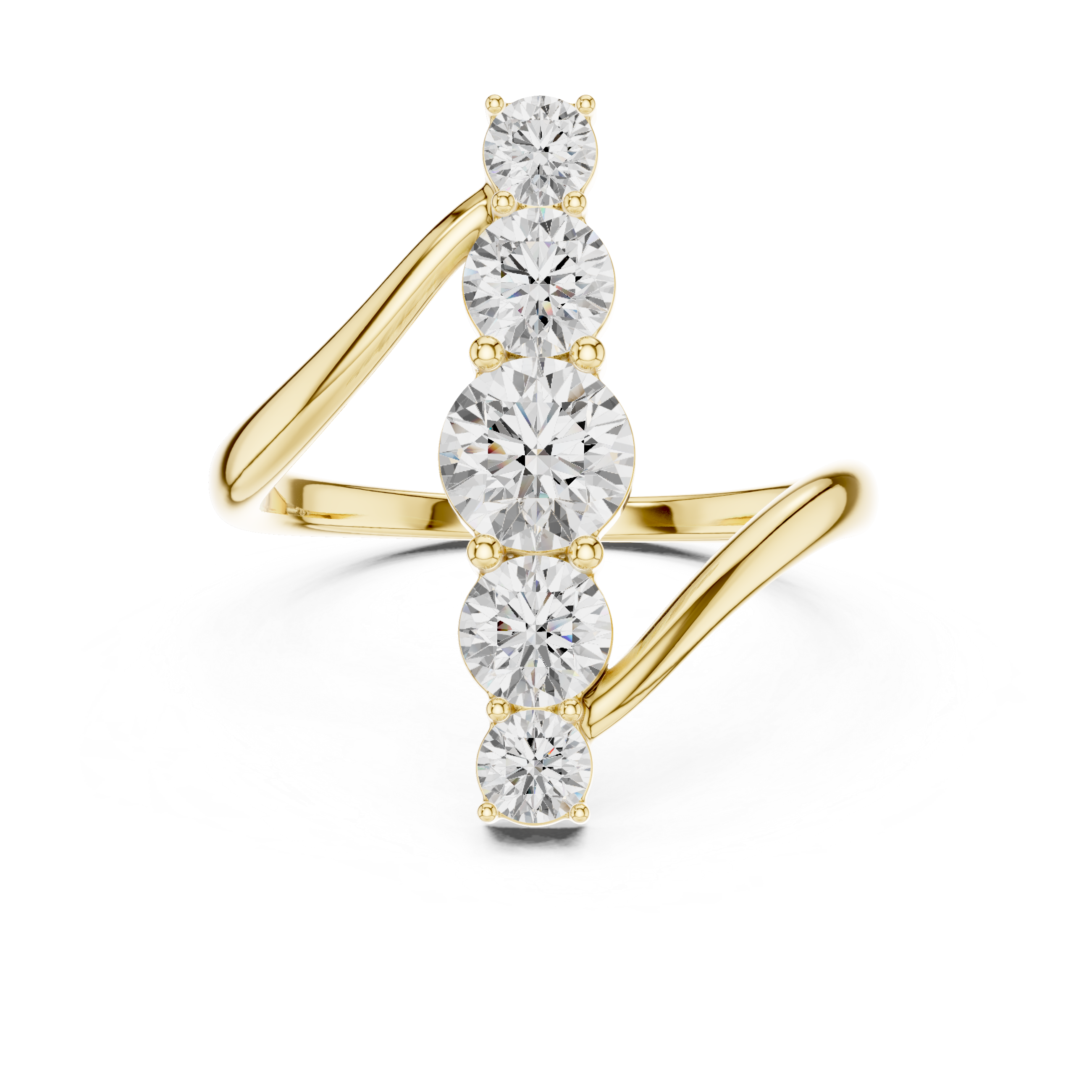 Vertical Graduated 5-Stone Bypass Ring
