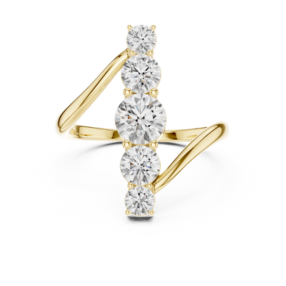 Vertical Graduated 5-Stone Bypass Ring