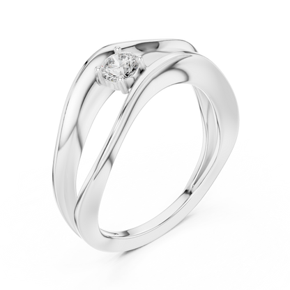 Wave Round Cut Bypass Solitaire Ring