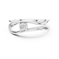 Wave Round Cut Bypass Solitaire Ring