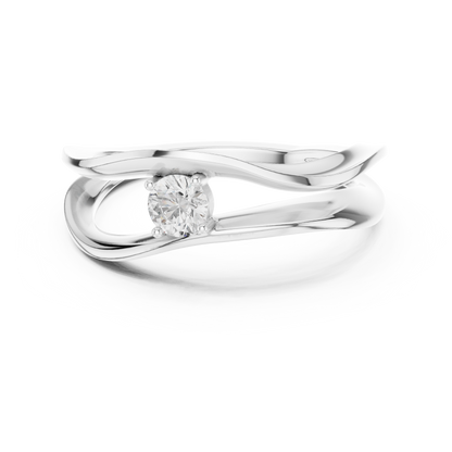 Wave Round Cut Bypass Solitaire Ring