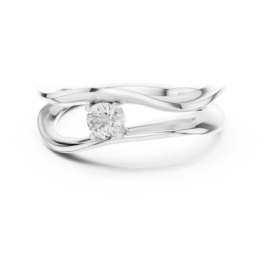 Wave Round Cut Bypass Solitaire Ring