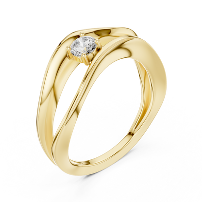 Wave Round Cut Bypass Solitaire Ring