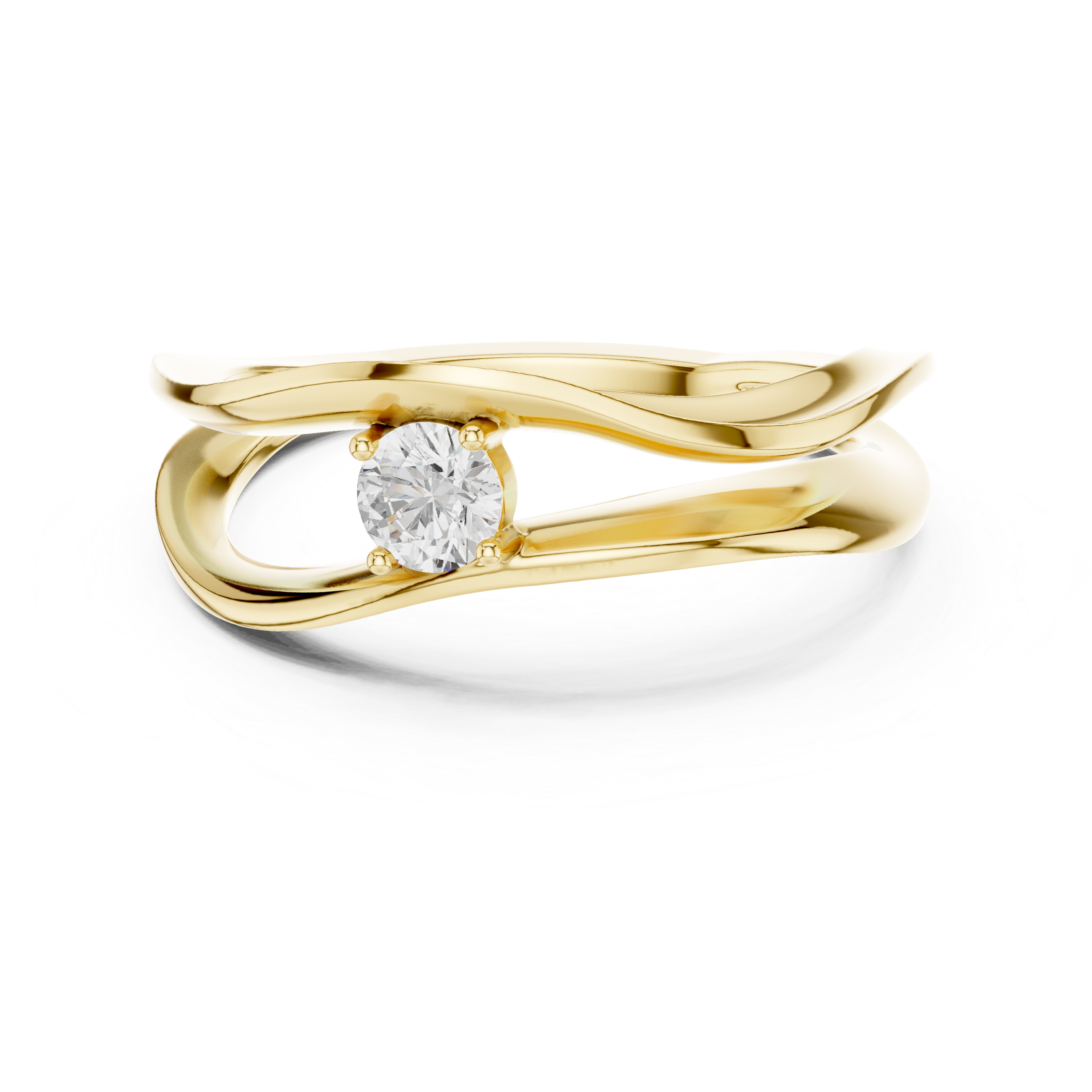 Wave Round Cut Bypass Solitaire Ring