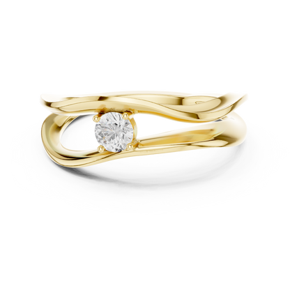 Wave Round Cut Bypass Solitaire Ring