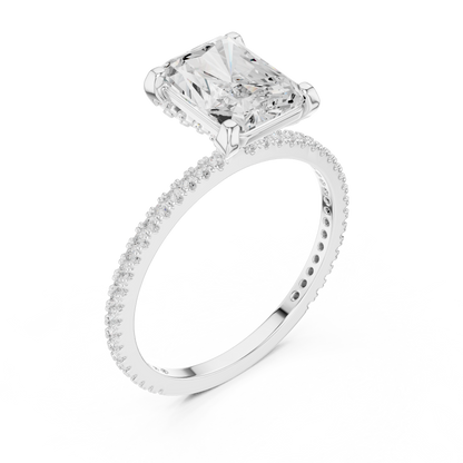 Radiant Cut Solitaire Engagement Ring with Pavé Band