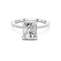 Radiant Cut Solitaire Engagement Ring with Pavé Band