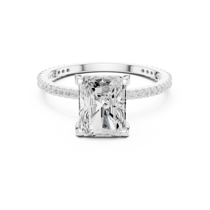 Radiant Cut Solitaire Engagement Ring with Pavé Band