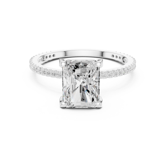 Radiant Cut Solitaire Engagement Ring with Pavé Band
