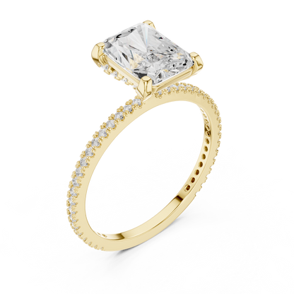 Radiant Cut Solitaire Engagement Ring with Pavé Band