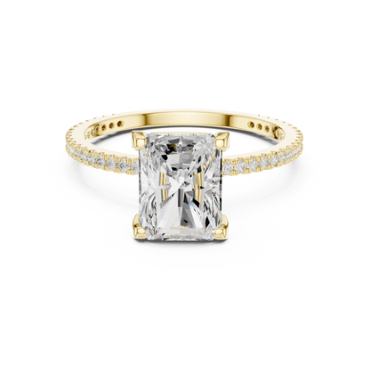 Radiant Cut Solitaire Engagement Ring with Pavé Band