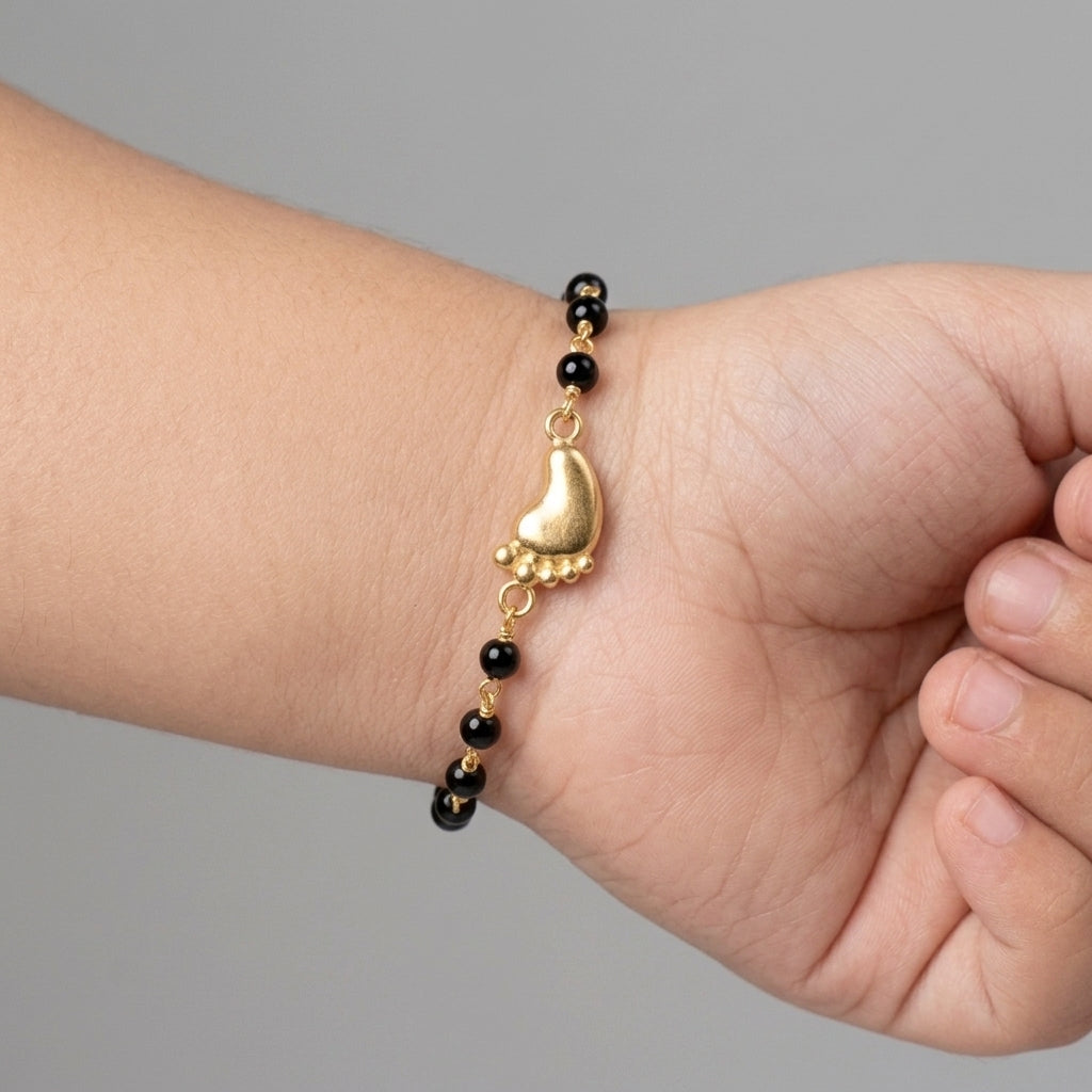Bracelet perles noires Petites Empreintes