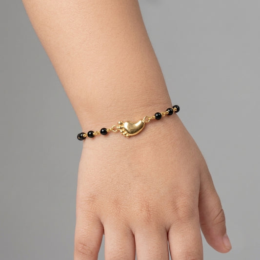 Little Footprints Black Bead Bracelet