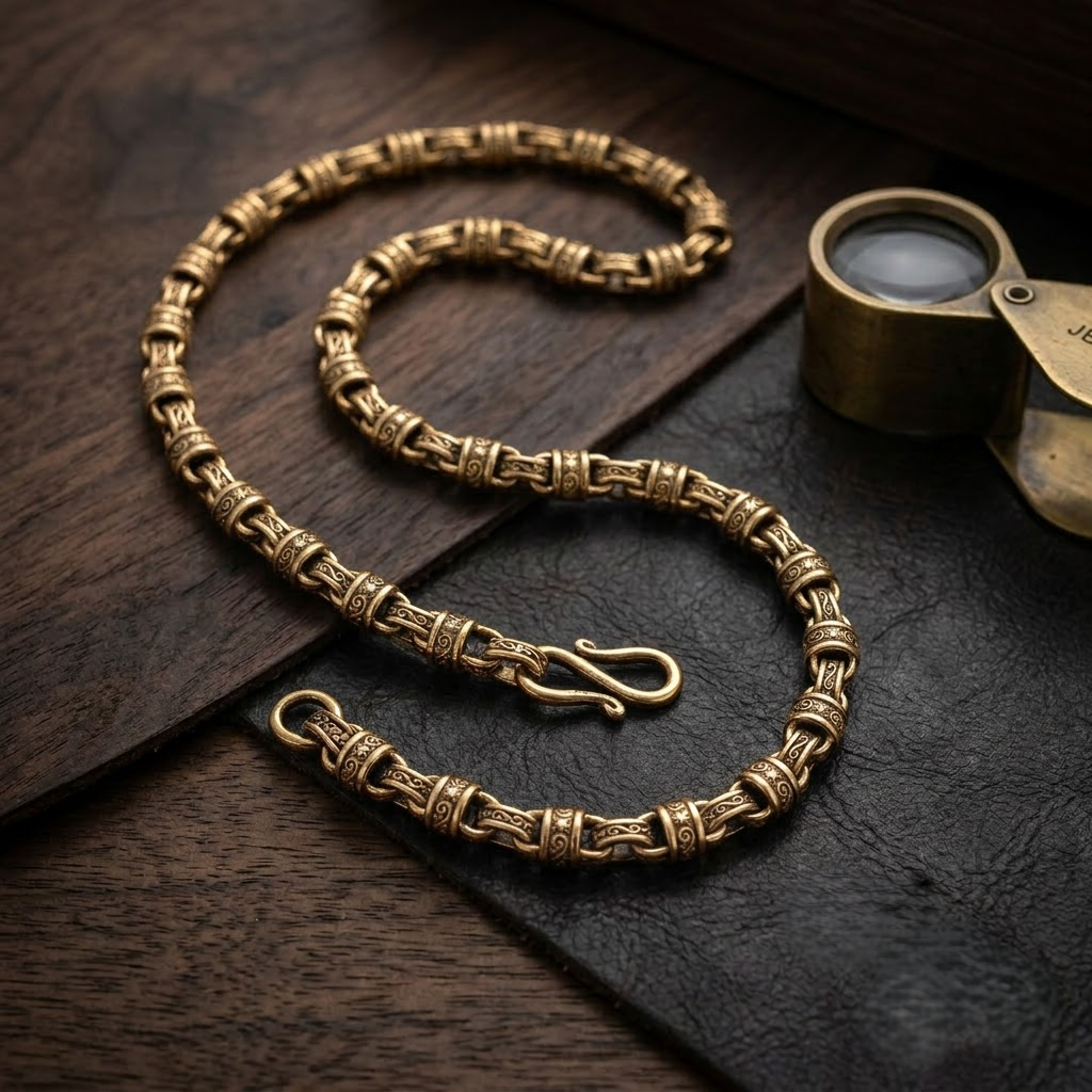 Engraved Barrel & Scroll Link Diamond Choker Chain