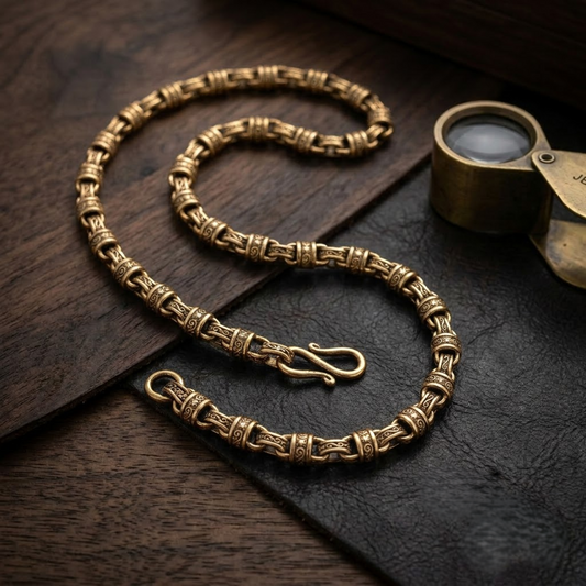 Engraved Barrel & Scroll Link Diamond Choker Chain
