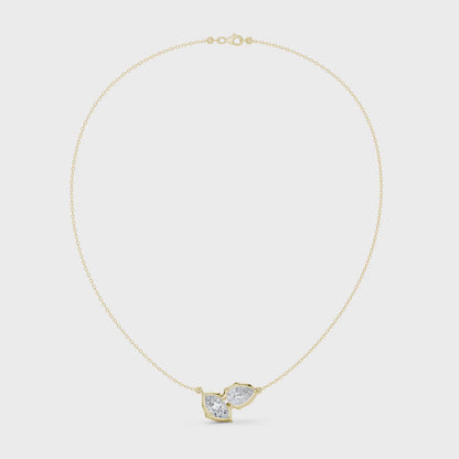 The Toi et Moi Pear and Marquise Bezel Necklace