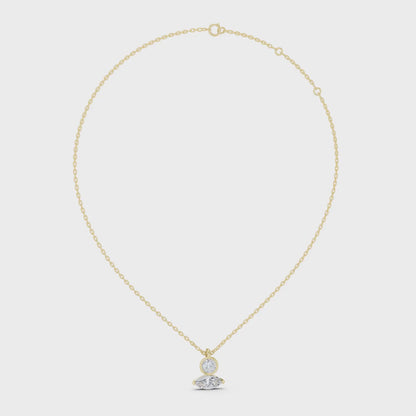 Bezel Round & Marquise Dual Stone Fixed Pendant