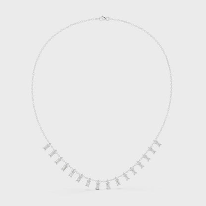 Cascading Baguette Diamond Fringe Necklace