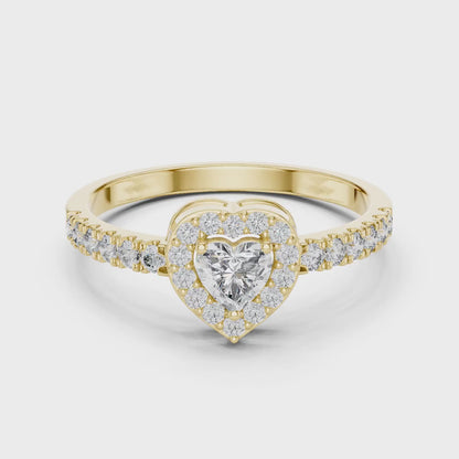 Heart Diamond Halo Ring