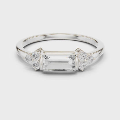Baguette Cut Ring with Cluster Accents