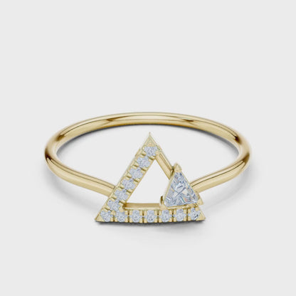 Trillion Bezel & Pavé Delta Geometric Ring