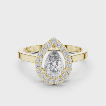 Classic Pear Cut Halo Engagement Ring