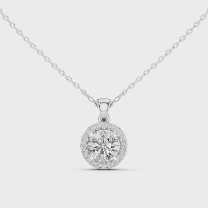 Halo Round Solitaire Diamond Pendant