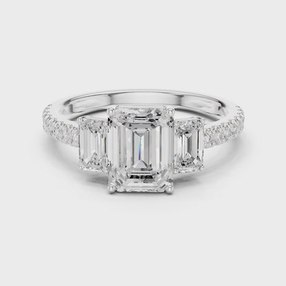Emerald-Cut Three-Stone Engagement Ring
