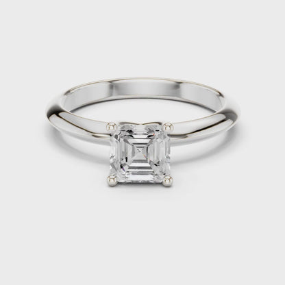 Asscher Cut Solitaire Engagement Ring