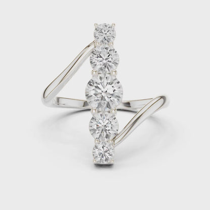 Vertical Graduated 5-Stone Bypass Ring