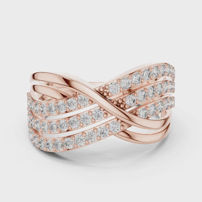 Multi-Row Crossover Pavé Diamond Statement Band