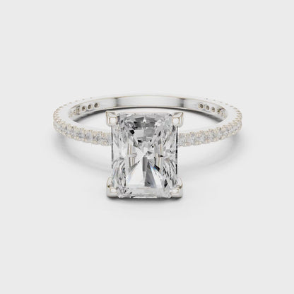 Radiant Cut Solitaire Engagement Ring with Pavé Band