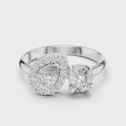 Bague Duo Poire et Halo Rond