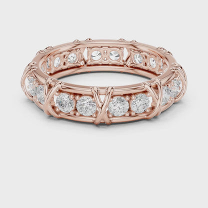 Round Cut Diamond Cross-Prong Eternity Band