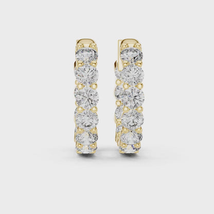 Round Brilliant In-Out Shared-Prong Hoop Earrings