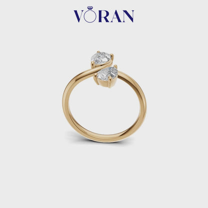 Twin Pear Cut Diamond Toi et Moi Solitaire Ring