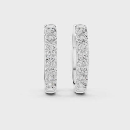 Round Brilliant Shared-Prong Huggie Earrings