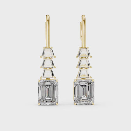 Grand Emerald & Cadillac Cut Dangle Earrings