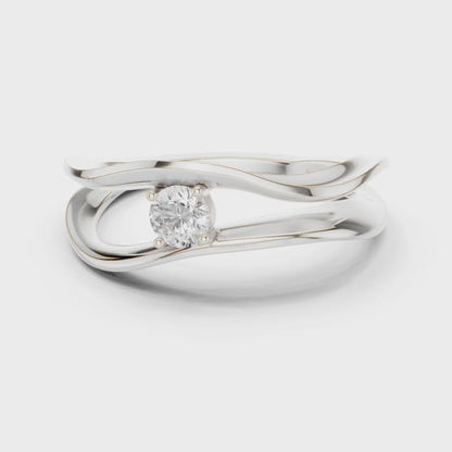 Wave Round Cut Bypass Solitaire Ring
