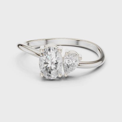 Oval & Pear Cut Toi Et Moi Bypass Ring