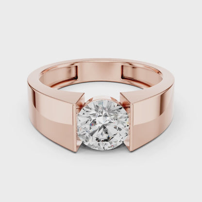 Round Cut Diamond Tension-Set Solitaire Ring