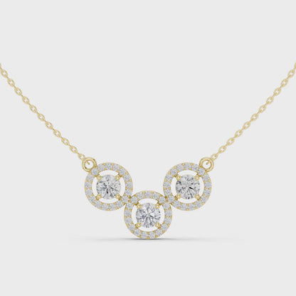 Three-Stone Circular Halo Mangalsutra