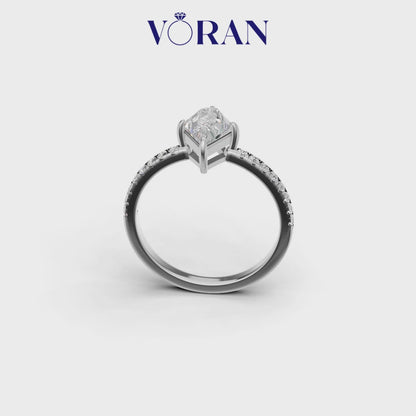 Geometric Lozenge Cut Diamond French Pavé Ring