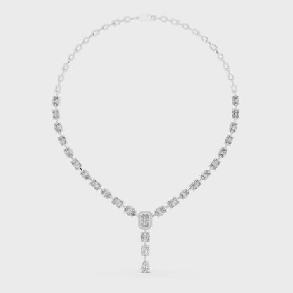 Cascading Multi-Shape Diamond Y-Necklace